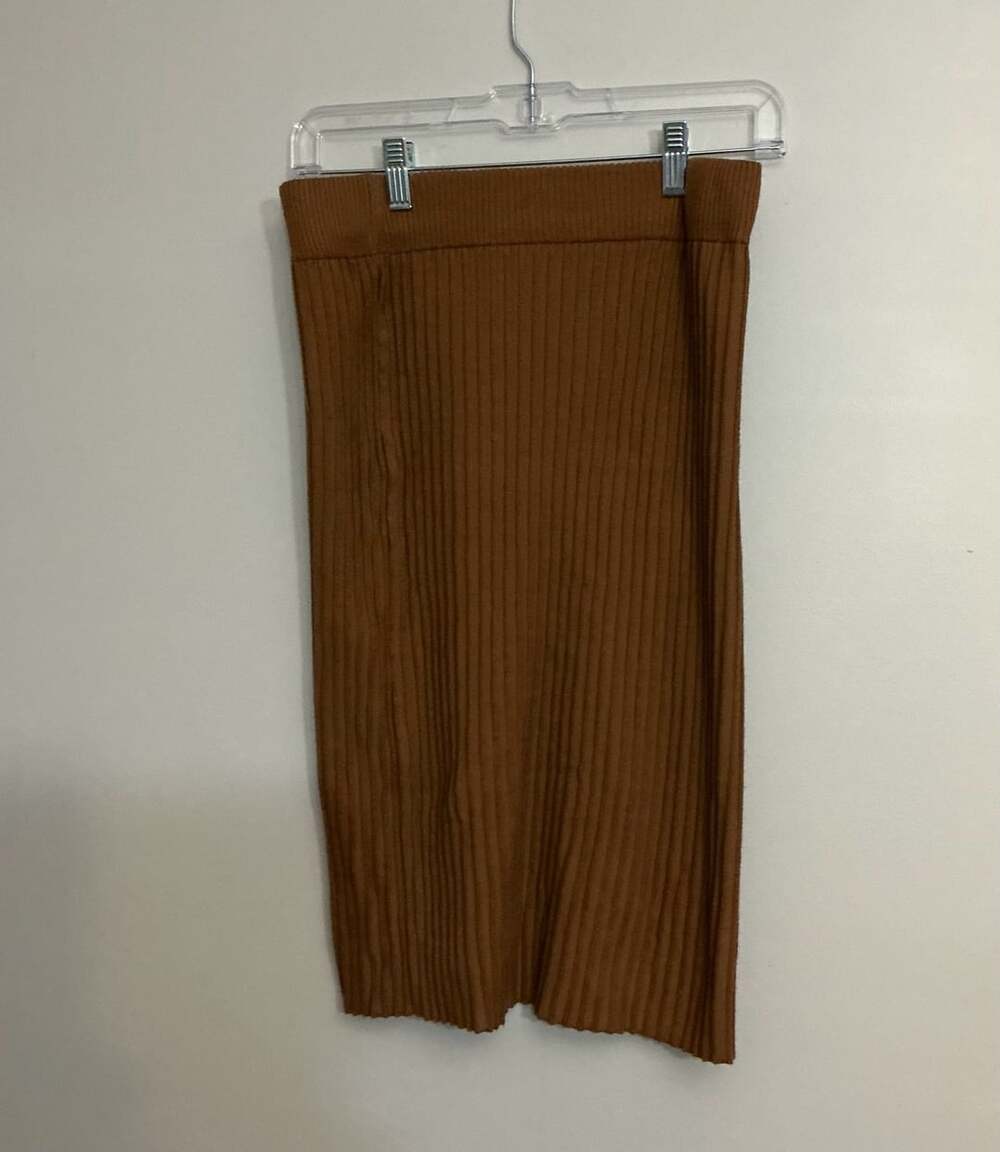 No Boundaries Ribbed Knit Midi Skirt Brown Size L 11-13